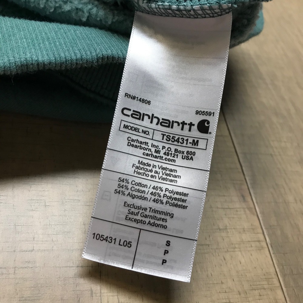 Carhartt Hoodie Sweatshirt Mens Sz S Green Rain Defender Loose Fit Logo Graphic - Picture 5 of 8